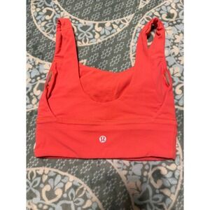 Lululemon In Alignment Straight Strap Bra Nulu Coral Orange Size 2 No Padding